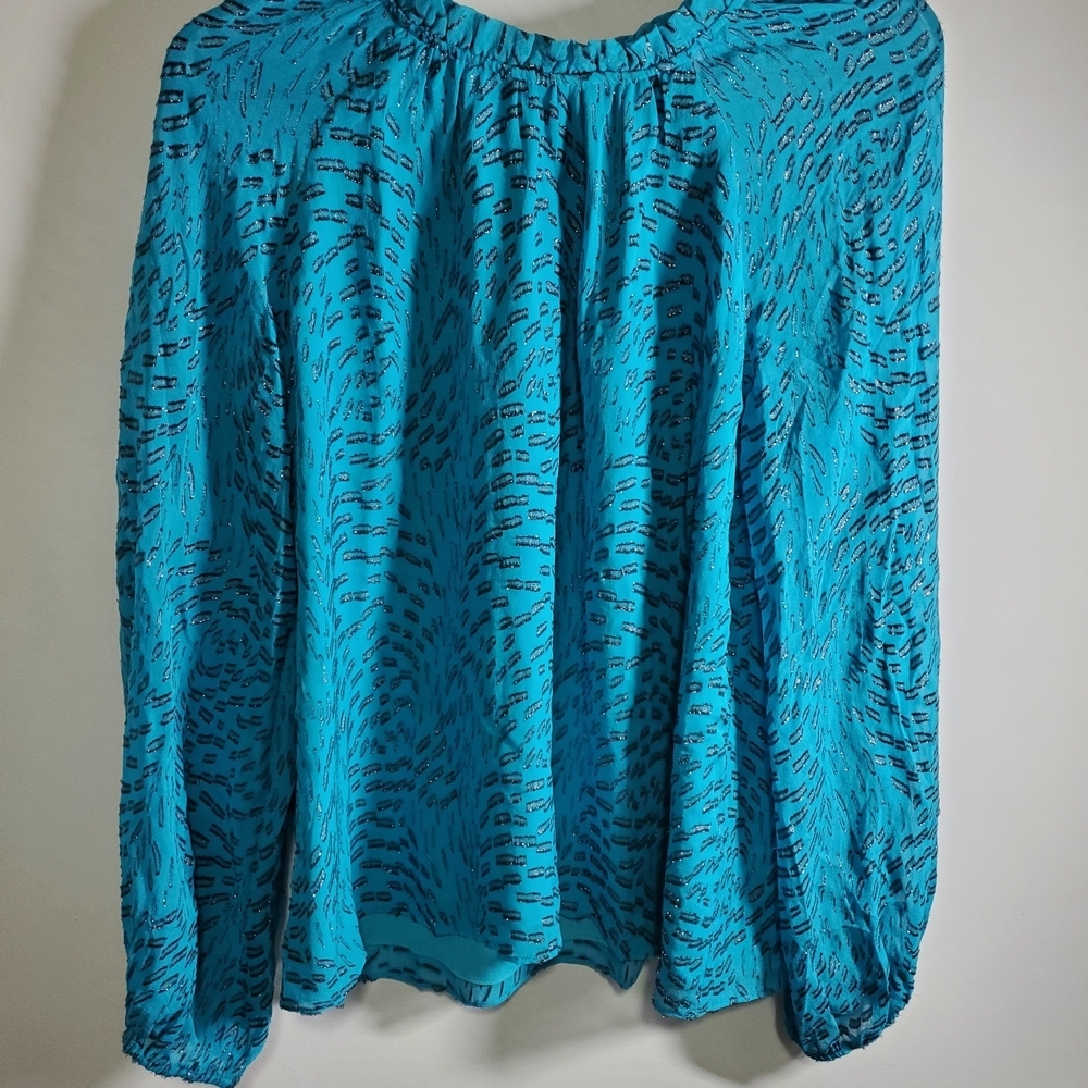 Lilly Pulitzer Blue And Metallic Silk Blend Top